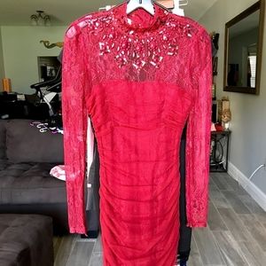 Bebe Red Lace Cocktail Dress XS